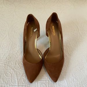 Camel Suede Cutout Heels